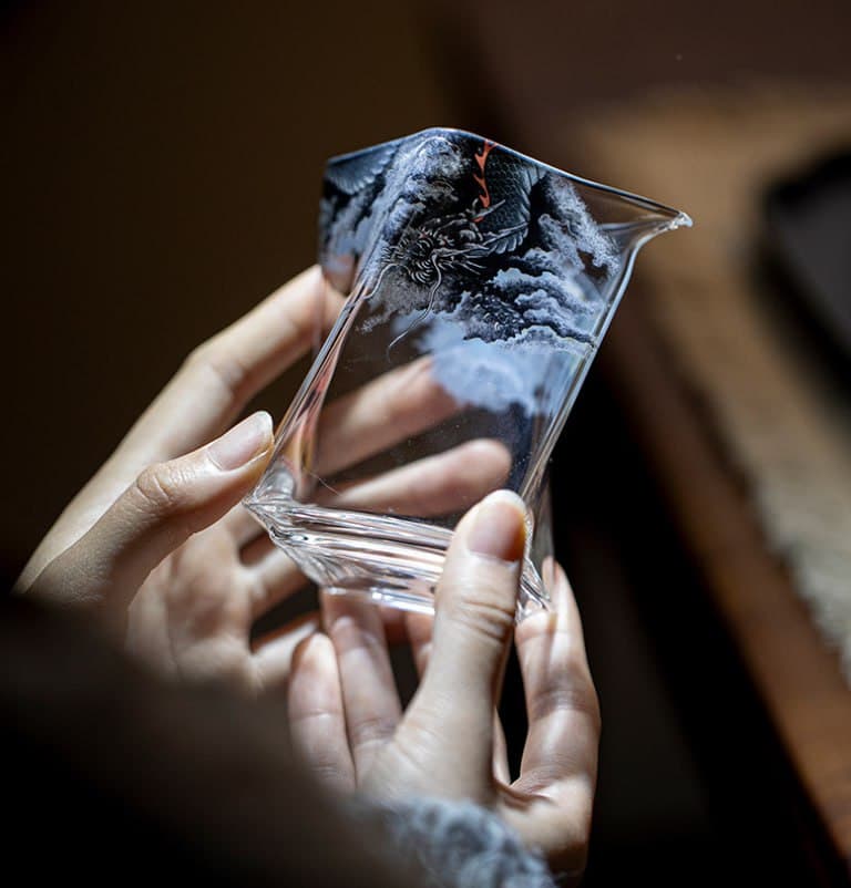Mo Ji Rui Li Chinese Style Dragon Soaring Through Clouds and Sea Glass Gong Dao Bei - High-Temperature Resistant Square Fairness Cup, Tea Divider, Cha Hai Even Cup