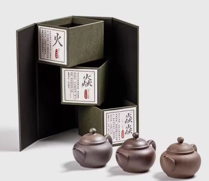 Tao Zuo Fang Teaware Gift Box - Yi Qi Yin Cha Horizontal Teapot Set 1/3/6 Burner Combinations, 80cc Each