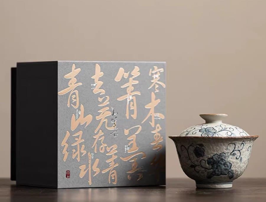 Premium Hand-Painted Lotus Scroll Covered Gaiwan - Home Ceramic Gongfu Tea Set Gaiwan