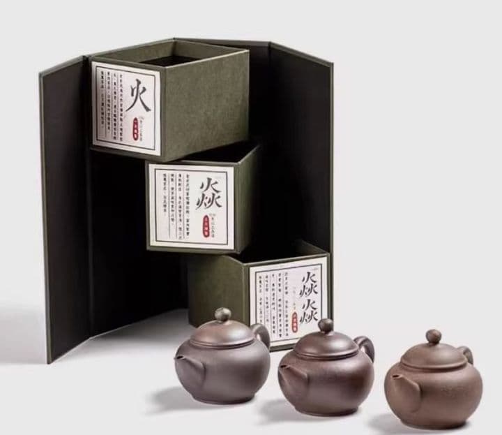 Tao Zuo Fang Teaware Gift Box - Yi Qi Yin Cha Horizontal Teapot Set 1/3/6 Burner Combinations, 80cc Each